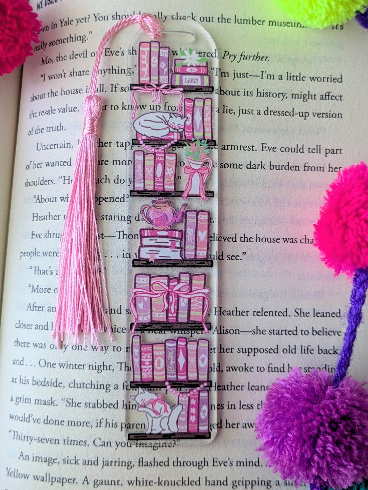 Pink Books Acrylic Bookmark