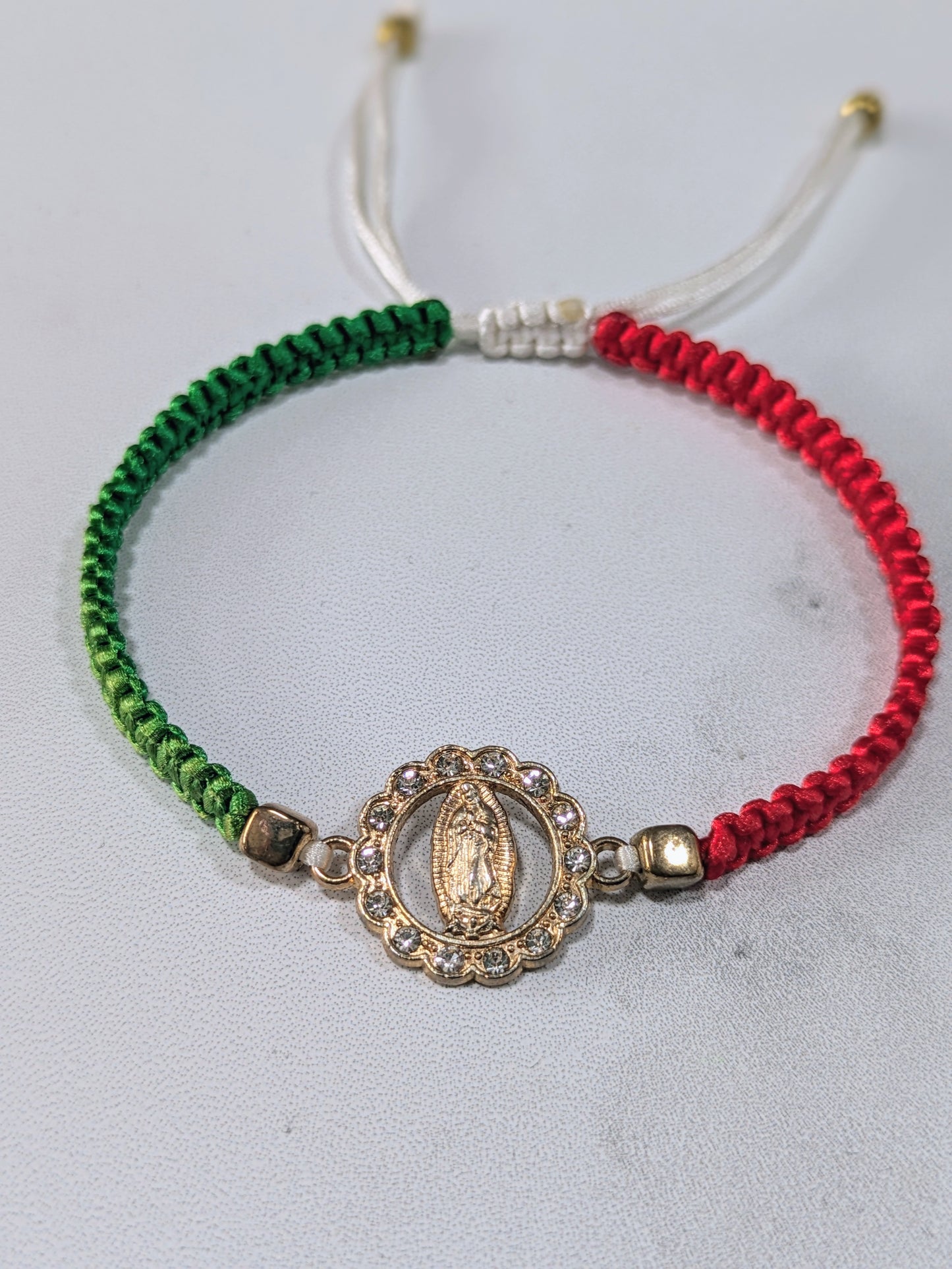 Tri-Color Adjustable Virgen de Guadalupe Bracelet