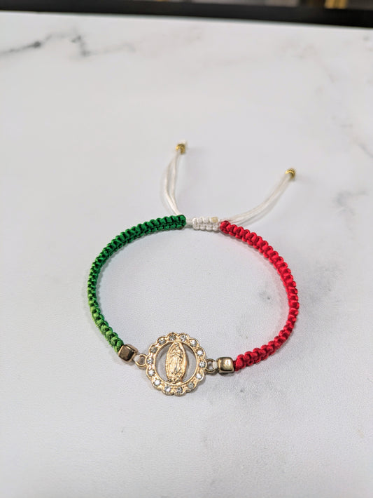 Tri-Color Adjustable Virgen de Guadalupe Bracelet
