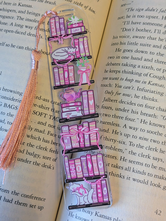 Pink Books Acrylic Bookmark
