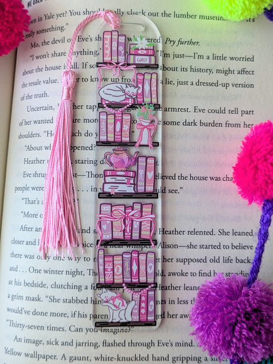 Pink Books Acrylic Bookmark