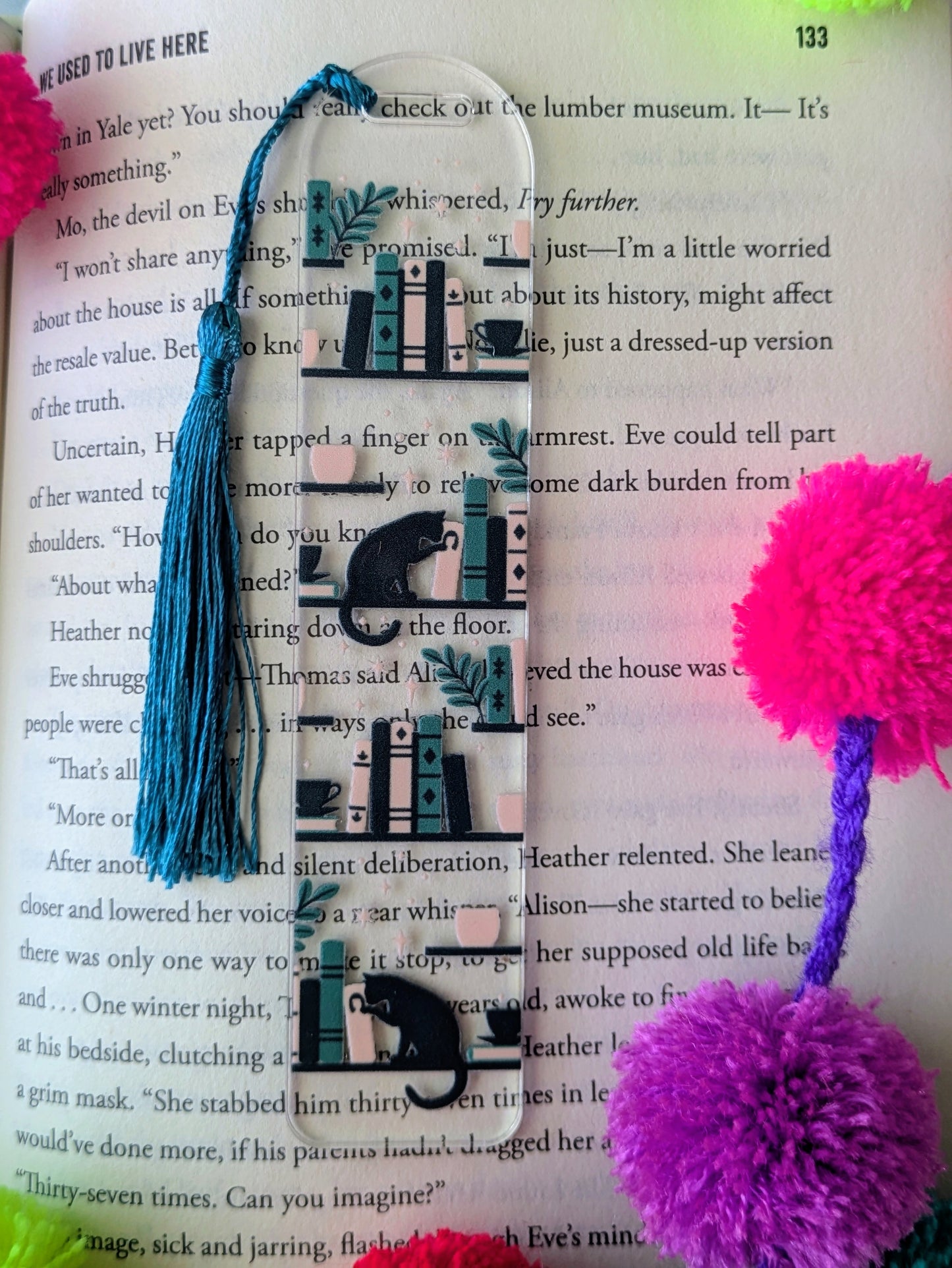 Cats & Books Acrylic Bookmark