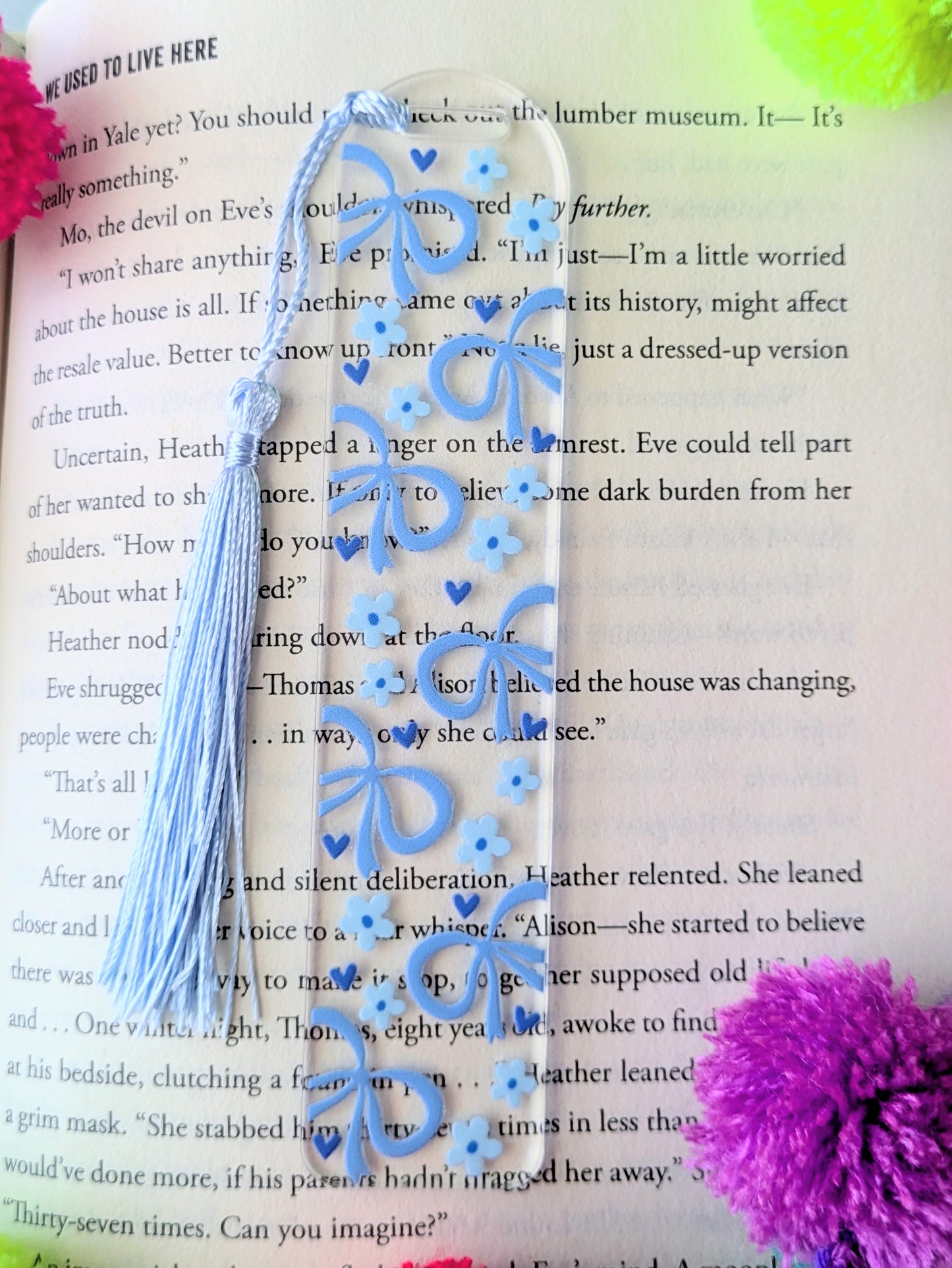 Blue Coquette Bow Acrylic Bookmark