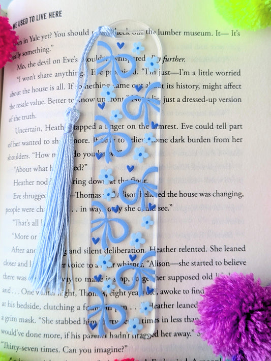 Blue Coquette Bow Acrylic Bookmark