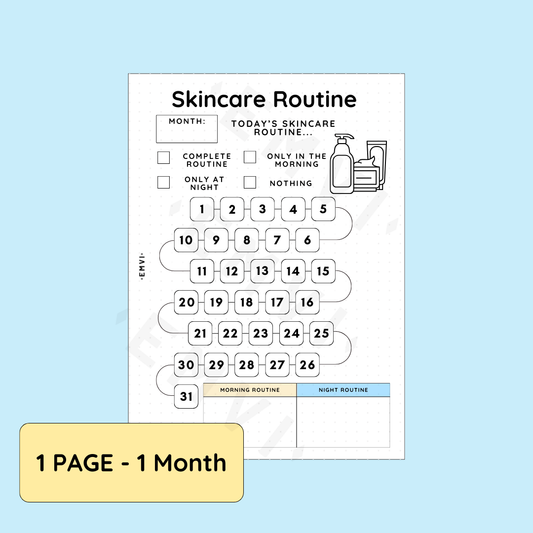 Skincare Routine Monthly Tracker - Journal Page