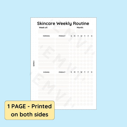 Skincare Weekly Routine - Journal Page